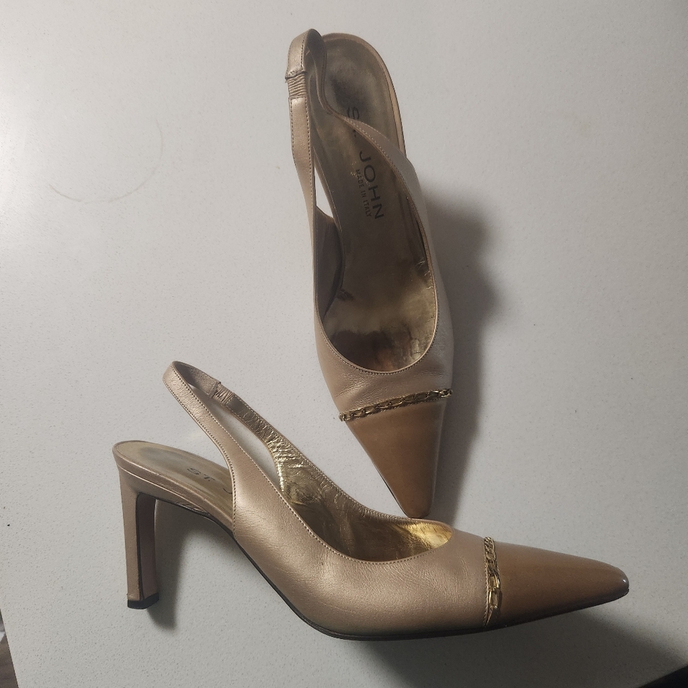 St john golden tan Slingback heels size 7